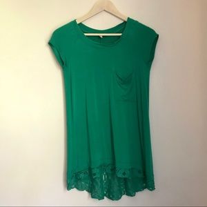 Anthropologie Green Top w/ Lace Details